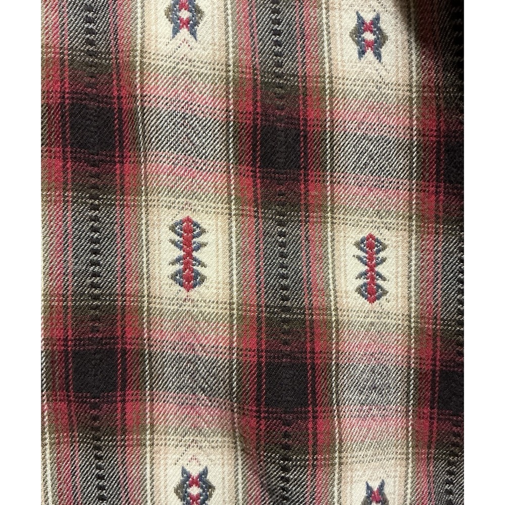 CE Schmidt Workwear Shirt Pearl Snap L Burgundy Black Western Cowboy Cut Aztec